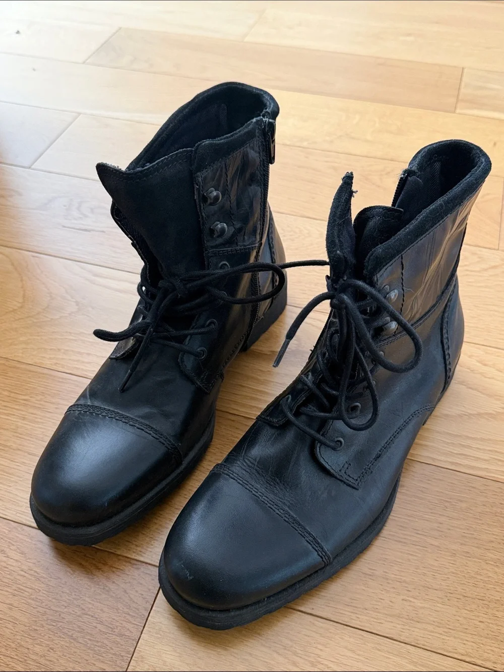 Aldo Mens Black Leather Lace-Up Ankle Boots
